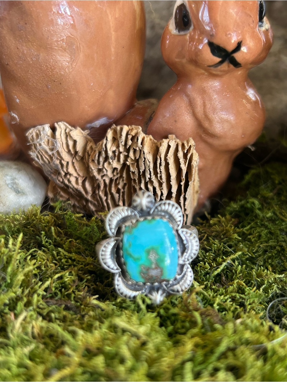 925 Sterling maps of the world Sonoran turquoise ring
